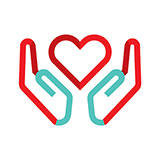 Heart holding hands icon