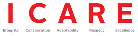 icare, integrity, collaboration, adaptability, respect, excellence