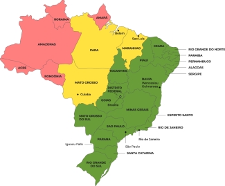 Map of malaria risk in various areas of Brazil