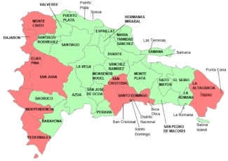 Colour-coded map of Maria risk in Dominican Republic