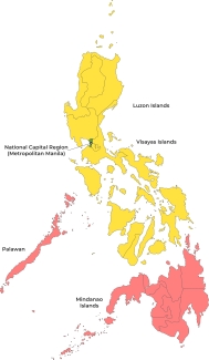 Coloured-coded map showing Malaria risk in Philippines