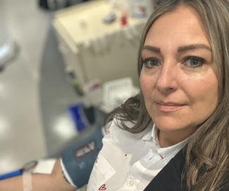 Blood donor in Halifax in donor chair