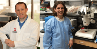 Dr. Jason Acker, Canadian Blood Services (left) and Dr. Sonia Bakkour, Blood Systems Research Institue (right).