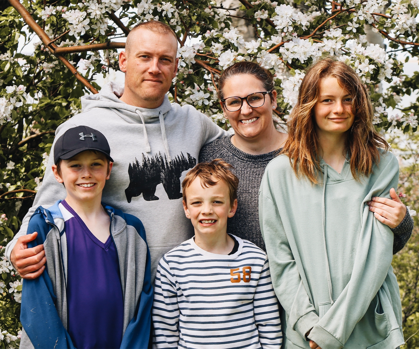 Donovan and Jennifer with their kids; all of whom have hemophilia, two of whom rely on Hemlibra