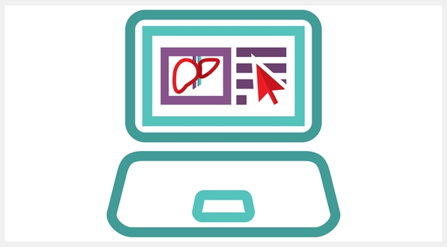 graphic of laptop with organs and tissue donation icon displayed on monitor