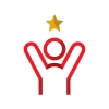 Silhouette of a person raising arms with a star above the head